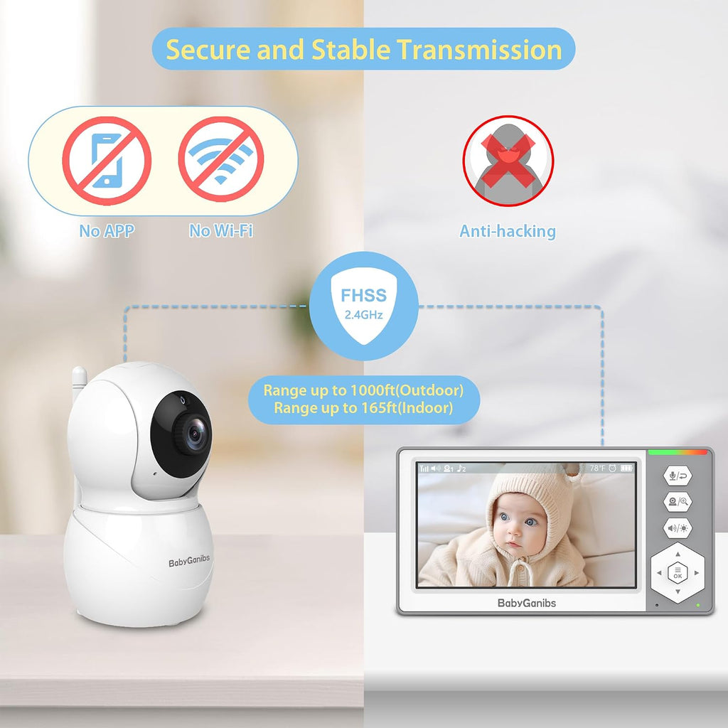 Baby Monitor with Camera and Audio, 4.3'' Video Baby Monitor with 1000ft Long Range and 30-Hour Battery, No