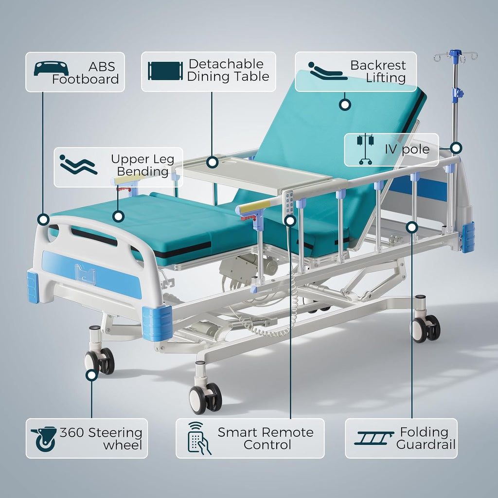 2026 New Upgrade 3 Function Full Electric 600LBS Hospital Bed, Medical Equipment, Hospital Beds for Home or Hospital
