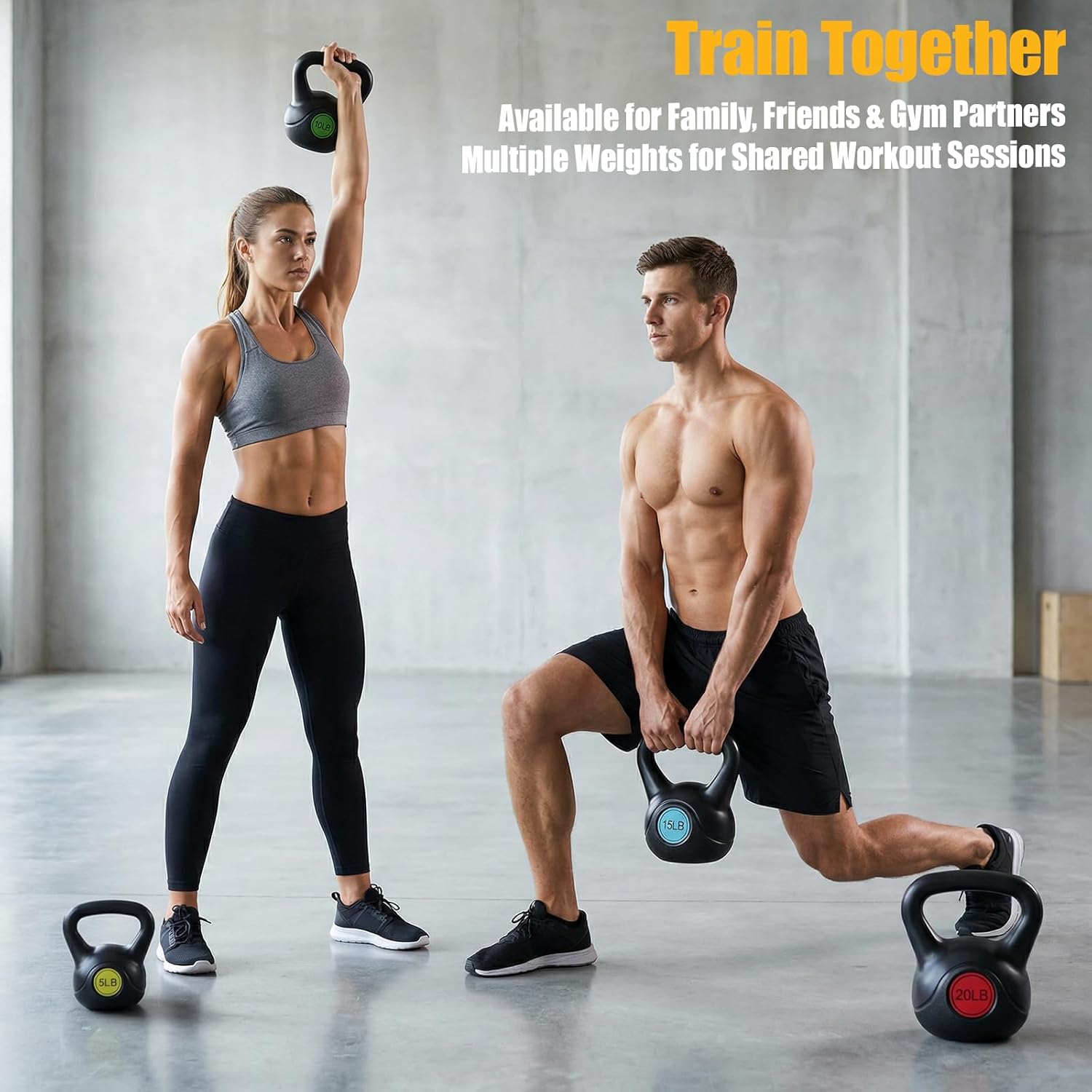 Hard Kettlebell Set, Strength Training Kettlebells Sets | Durable Concrete Core, HDPE Shell, Multi-Level Workout