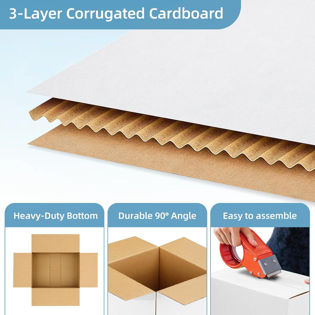 10 Pack 6x4x4 Inch Small Shipping Boxes White Corrugated Cardboard Boxes Mailer for Small Business, Mailing Boxes for