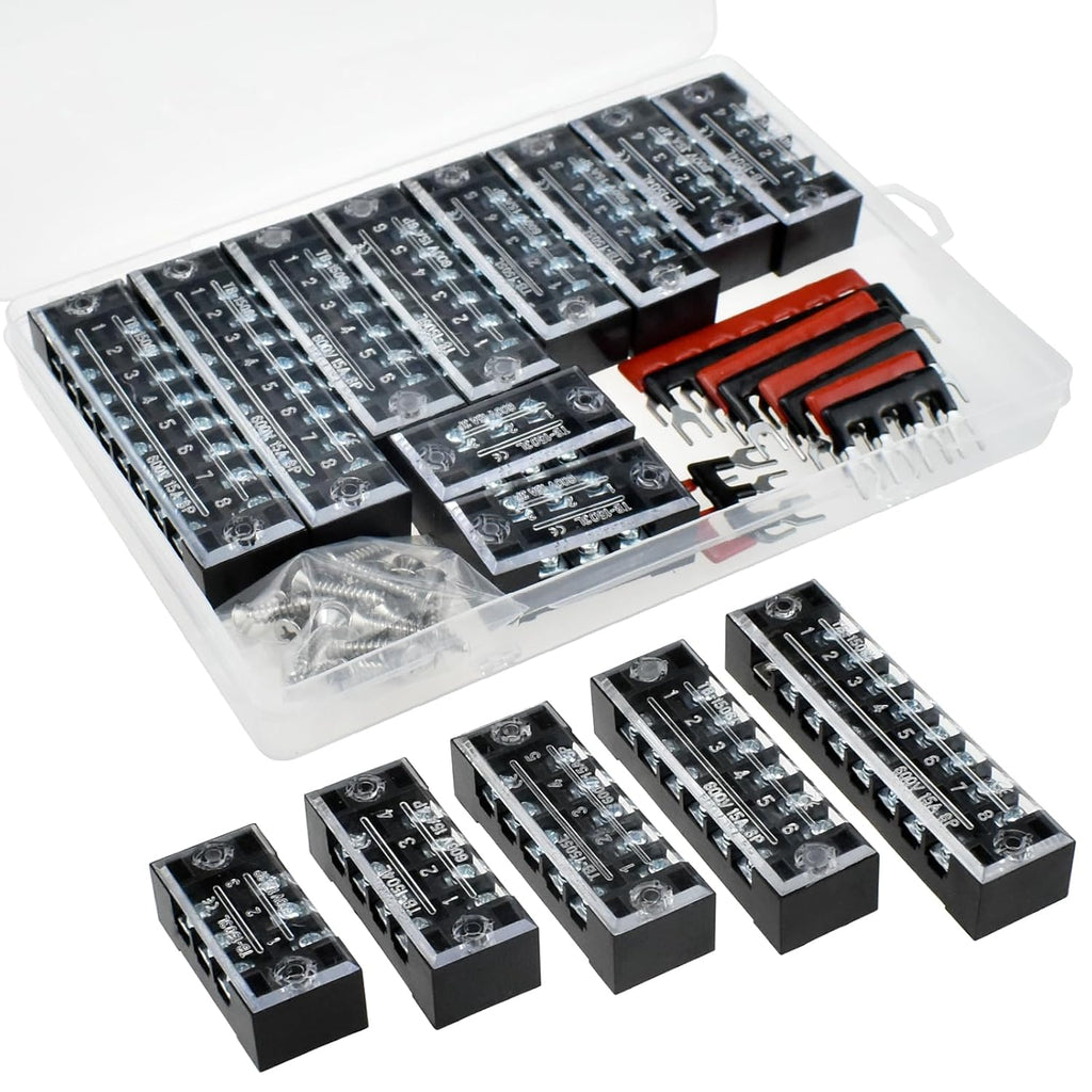 10Pcs 15A Screw Terminal Blocks with Wiring Strips