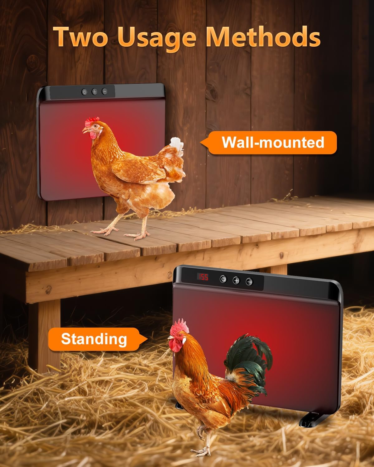 2026 Chicken Coop Heater, 200W UL Certified Radiant Panel, Black
