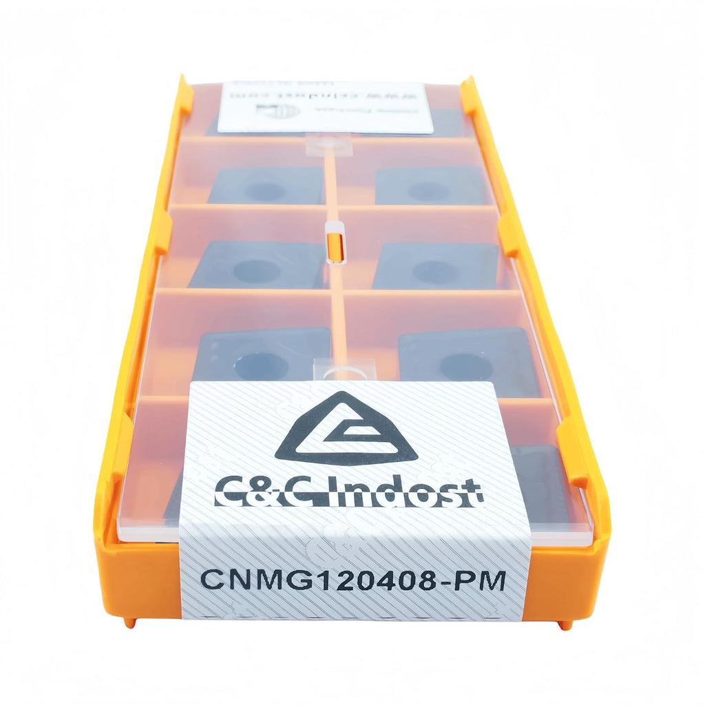 C&CINDOST CNMG120408‑PM Indexable Carbide Turning Inserts Grade CPC3015, CNC Lathe Cutting Tool Inserts with‑PM Chip Breaker for Steel Semi‑Finishing Machining