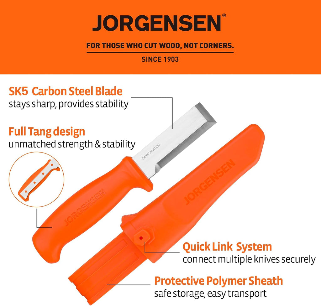 Wood Chisel Knife with Sheath, SK5 Carbon Steel Blade | Ergonomic Handle & Full Tang Design, Wood Chisel for
