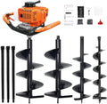 62CC 2-Stroke Gas Powered Post Hole Digger with 3" & 5" & 8" Auger Bits + 24“ & 24" & 24" Extension Rod, Heavy Duty
