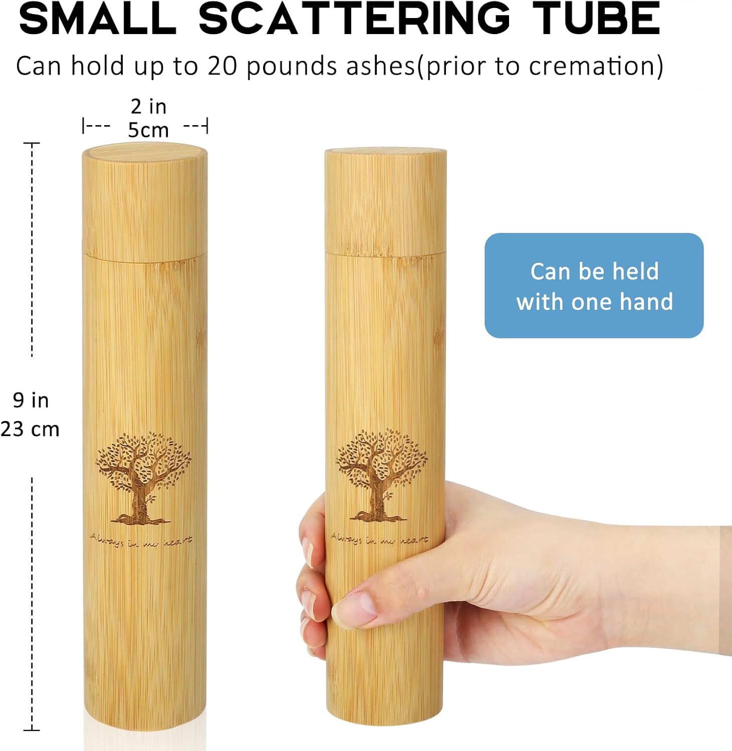 Natural Bamboo Scattering Urns - 9''x2'' Biodegradable Ash Scattering Tubes, Mini Bamboo Spreading Cremation Tube