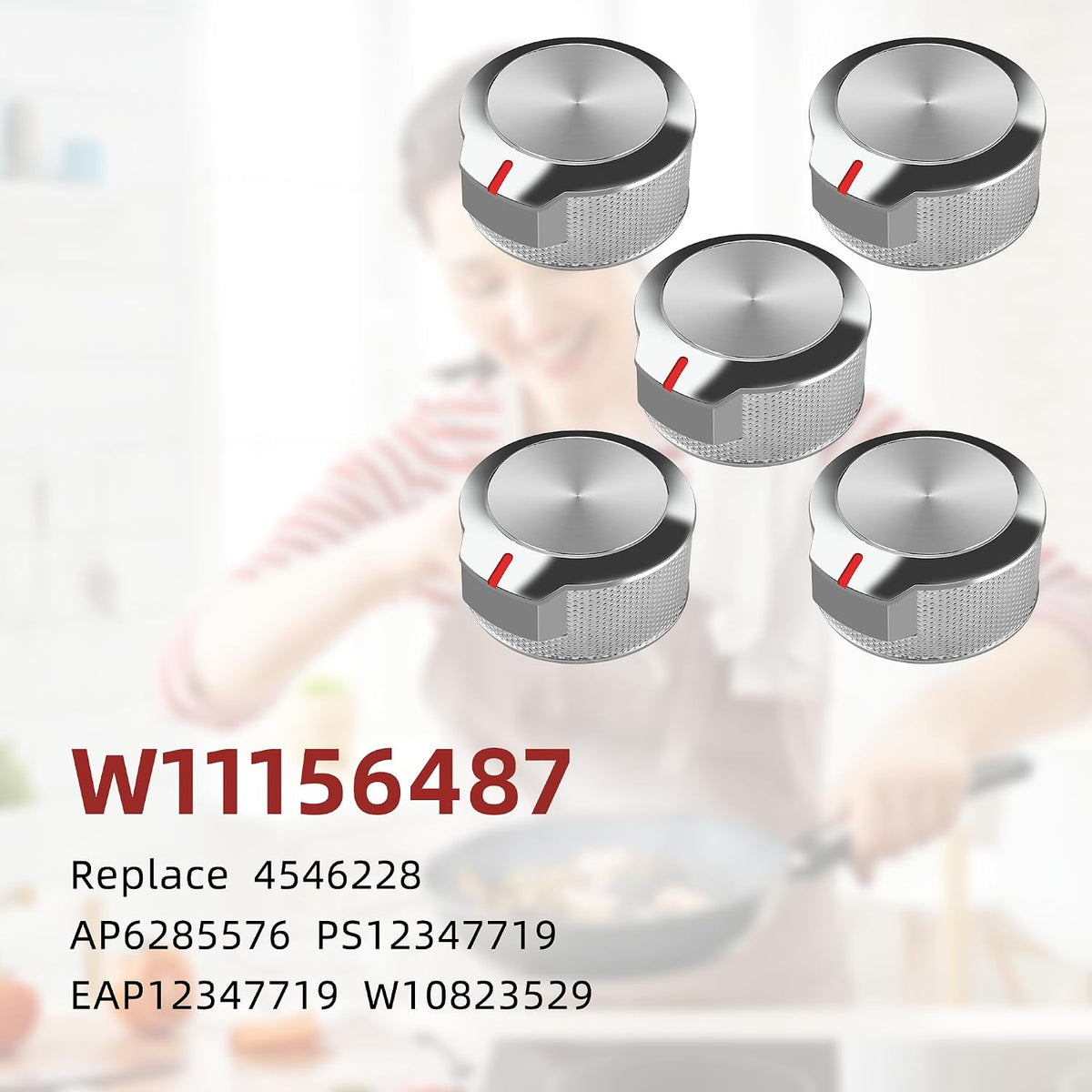 AMI PARTS W11156487 Cooktop Range/Oven Knobs Fit for Kitchen-aid Whirl-Pool