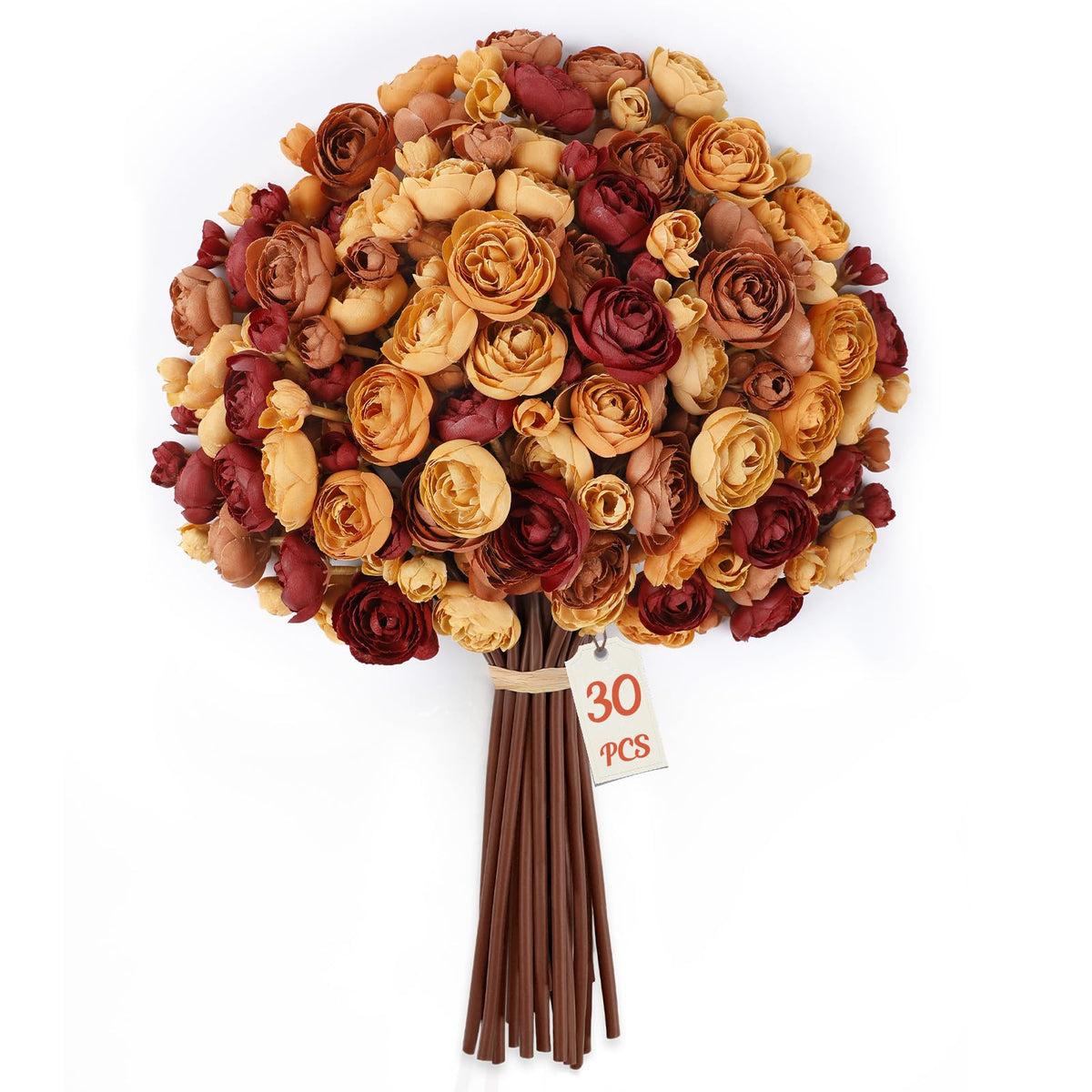 30Pcs Ranunculus Artificial Flowers Fall Faux Silk Mini Ranunculus