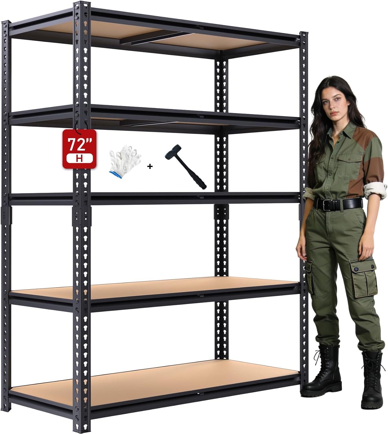 72" H Storage Shelves,Storage Shelves Heavy Duty,2400LBS Metal Shelving Units,Adjustable Garage Shelving Heavy Duty