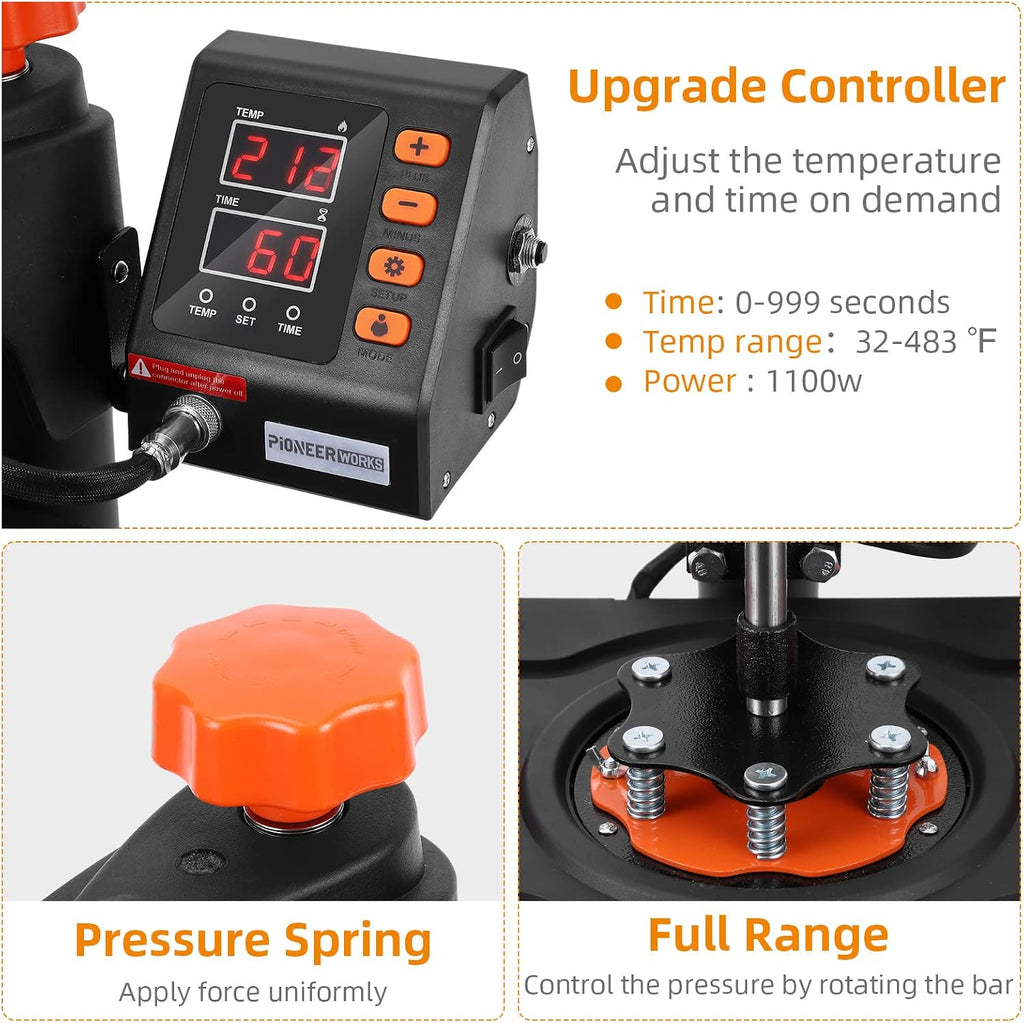 Heat Press Machine 12 X 15 inch, 6 in 1 Shirt Printing Heat Transfer Machine 360° Swing Away, Digital
