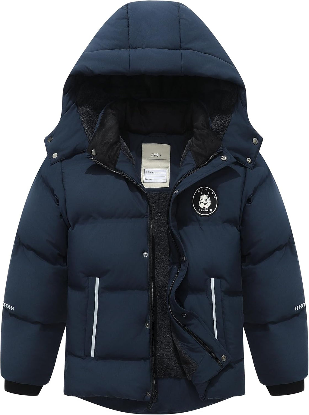 Kids Boy's Puffer Cotton Jacket | Warm Fleece Lined Down Coat Thick Hooded Waterproof Winter Coat