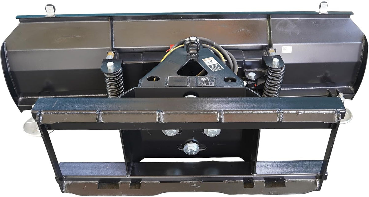 72" Heavy-Duty Hydraulic Skid Steer Snow Plow Dozer Blade | Universal Quick Attach Snow Pusher, Spring Shock
