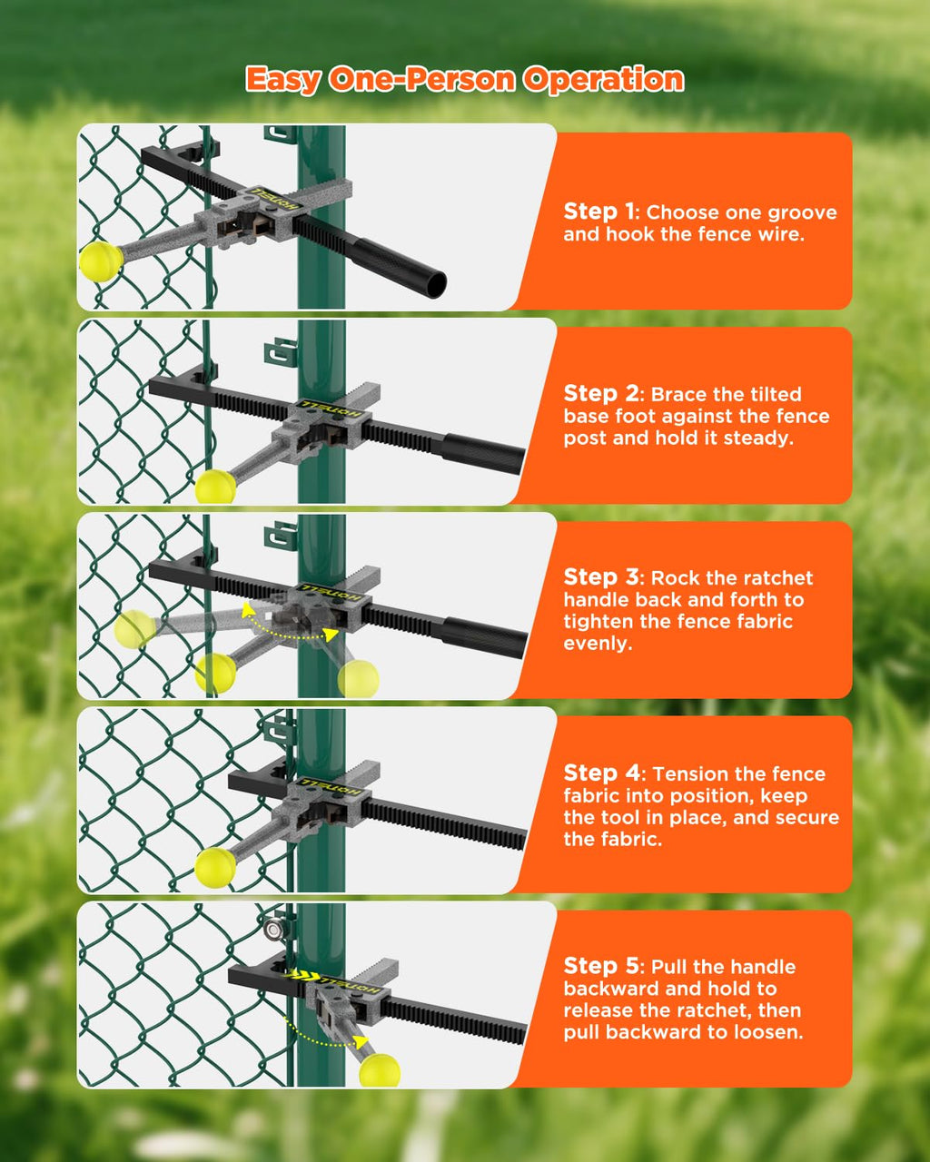Chain Link Fence Stretcher, Wire Tensioner for Repair & Install