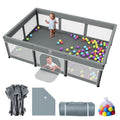 74x50 Foldable Baby Playpen with Mat - Portable Outdoor Play Yard, Grey | Portable Play Pen for Toddlers 1-3, Storage