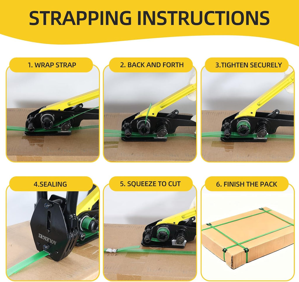 Banding Strapping Kit, 5/8” x 1000’ Heavy Duty Pallet Strapping Kit >1500lbs Tensile Strength, Includes Banding Tool