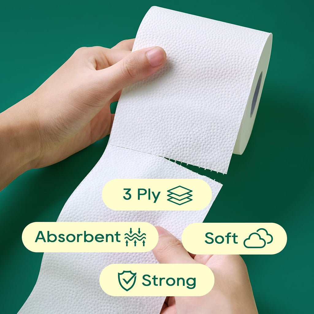 Bamboo Toilet Paper 3 Ply, 96 Rolls, 360 Sheets Per Roll, White