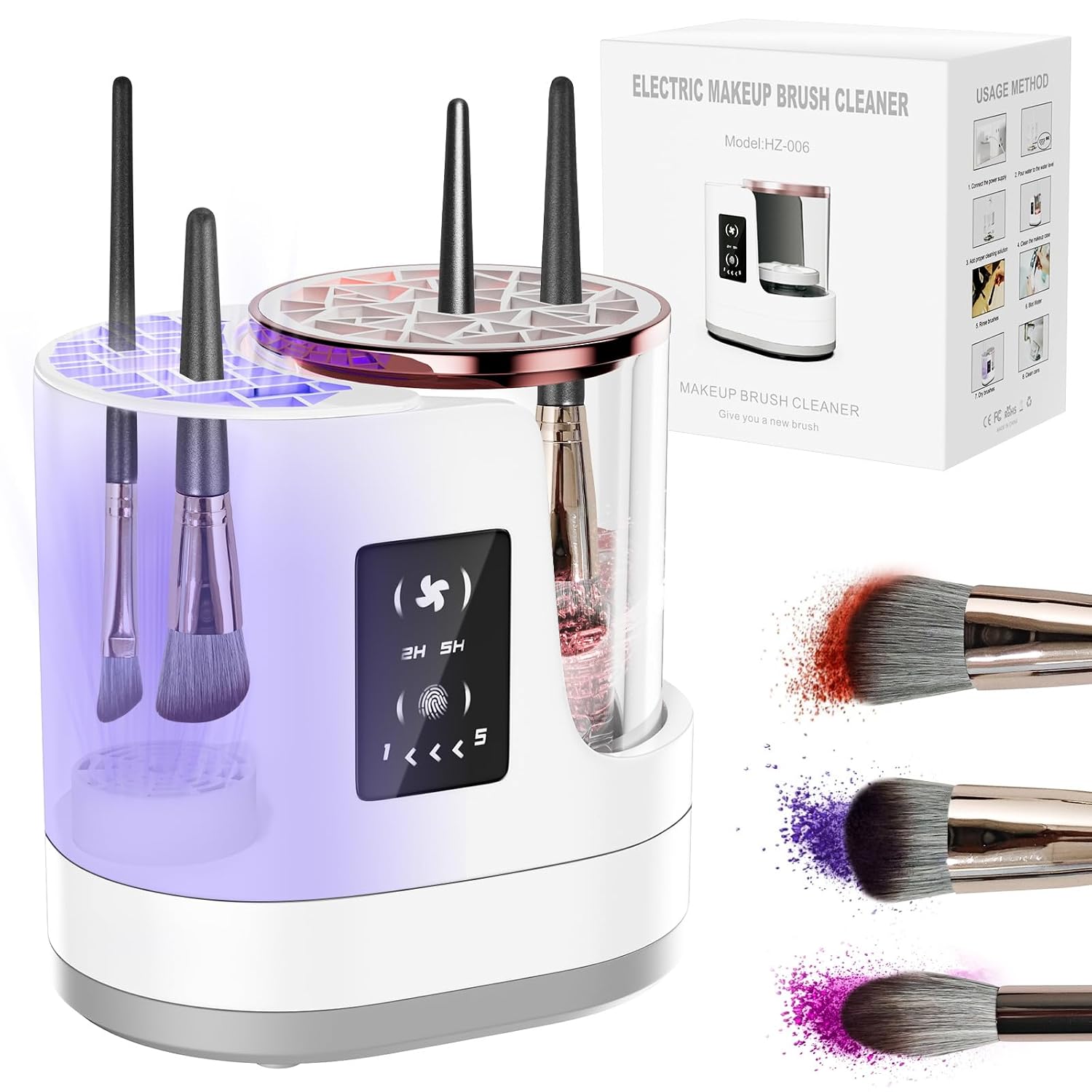 3 IN 1 Electric Makeup Brush Cleaner,Automatic Makeup Brush Cleaner with Makeup Brush Dryer,Portable USB Deep