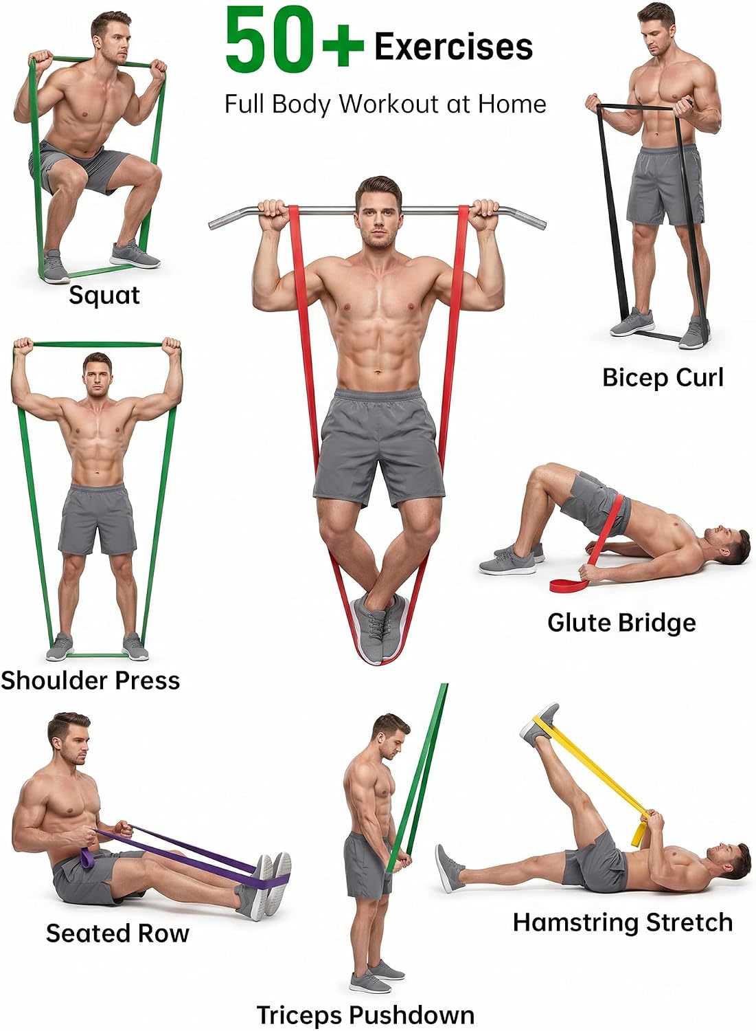 Resistance Bands for Working Out, 5 Levels Pull Up Assistance Bands Set for Workout, Exercise, Home Gym & Strength