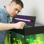 Aquarium Lids Canopy with LED Light, 2 Pcs, Black, 24x12in