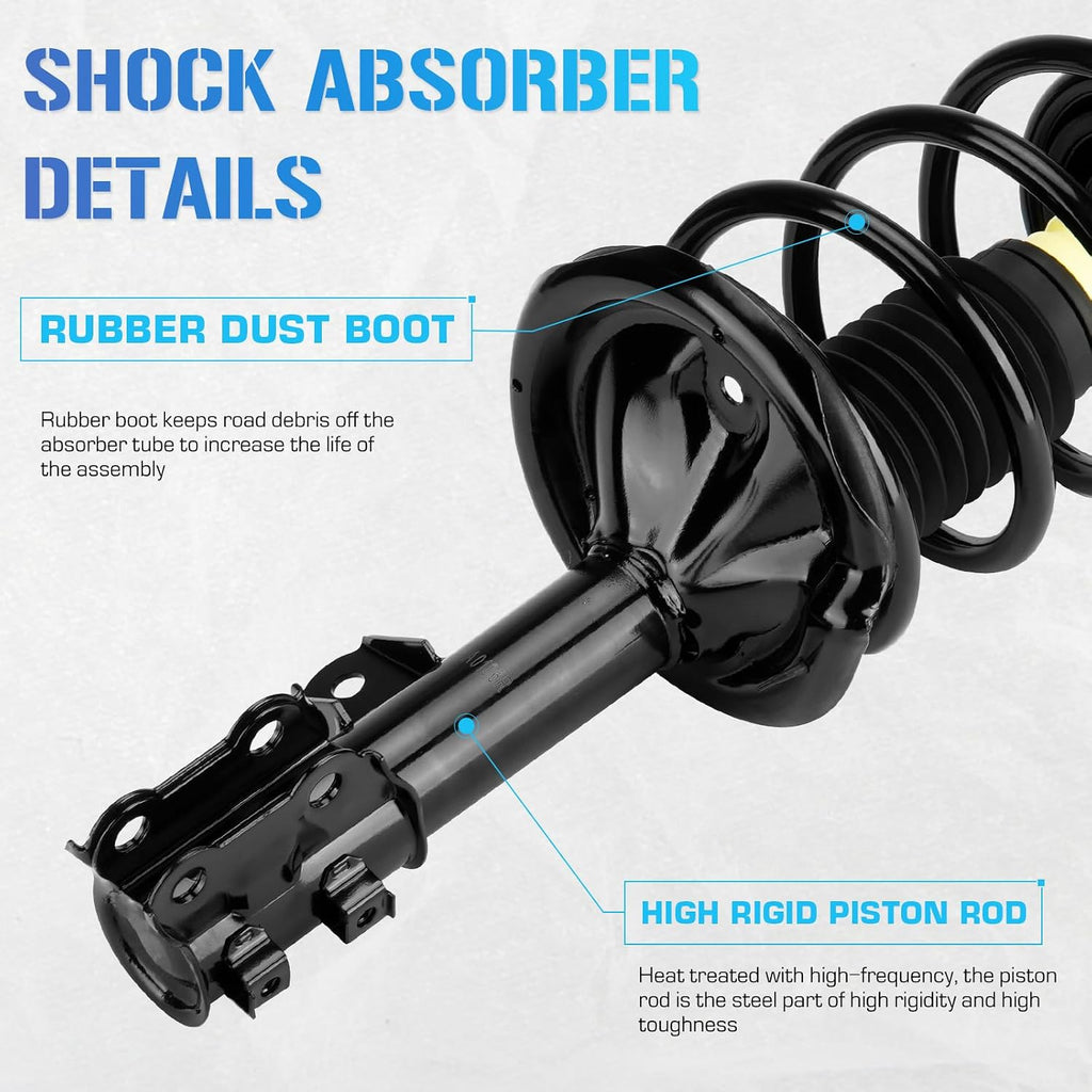 Front Struts Shocks w/Coil Springs for Hyundai Elantra 2007-2010, Strut Shock Absorbers Assembly 2008 2009 Replace for 172305 172306 1333355L 1333355R