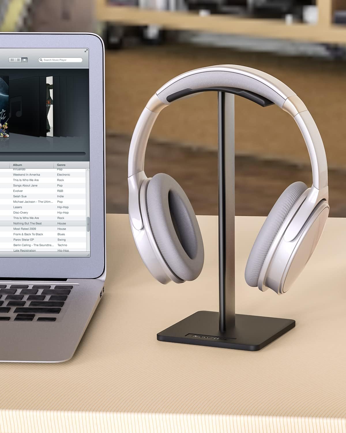 Headphone Stand Headset Holder Earphone Stand | Aluminum Supporting Bar Flexible Headrest ABS Solid Base for All