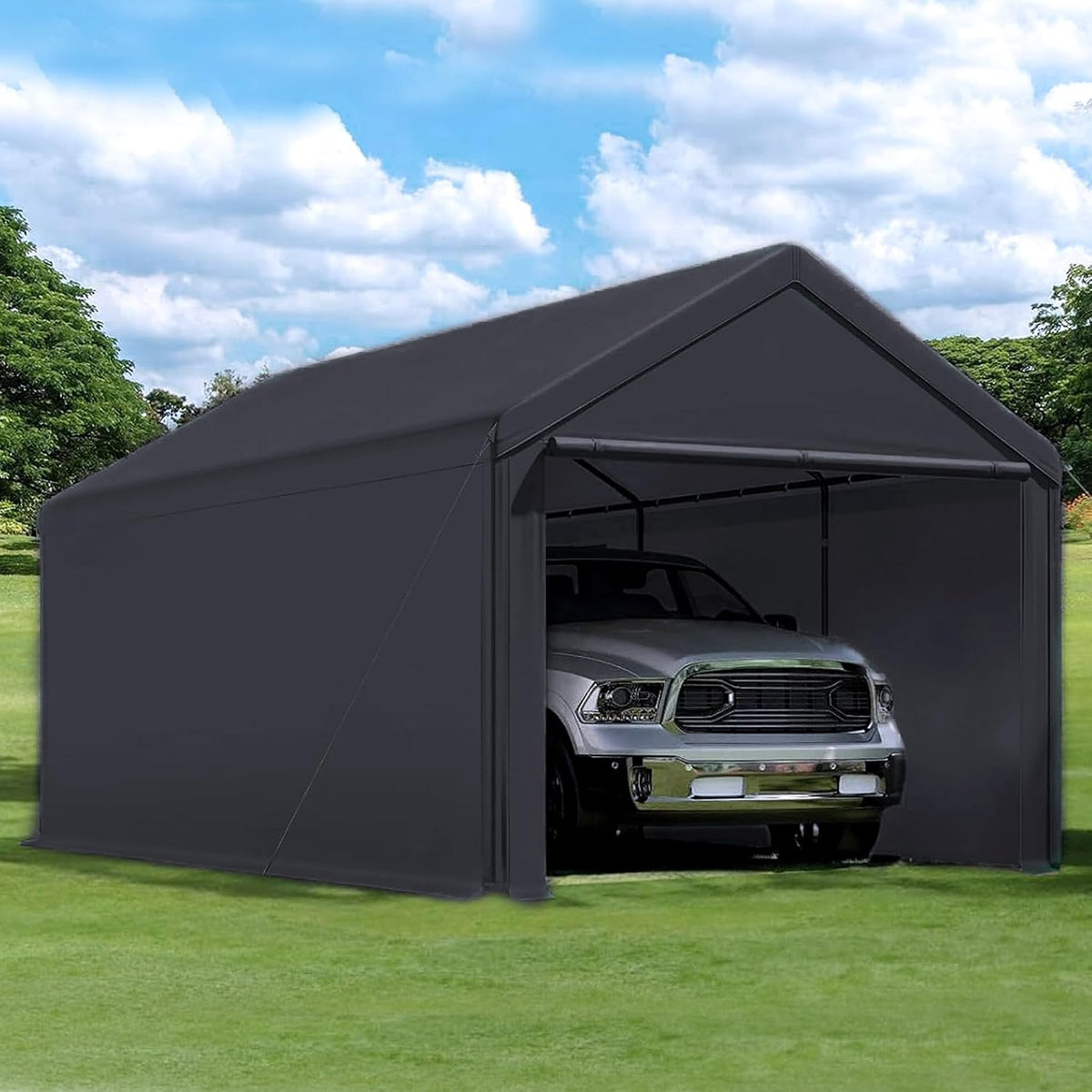 Canopy Car Tent Sidewalls for Carport, Garage & Shed, Domain, 10 x 20 Ft, Black (Roof and Canopy Not Included)