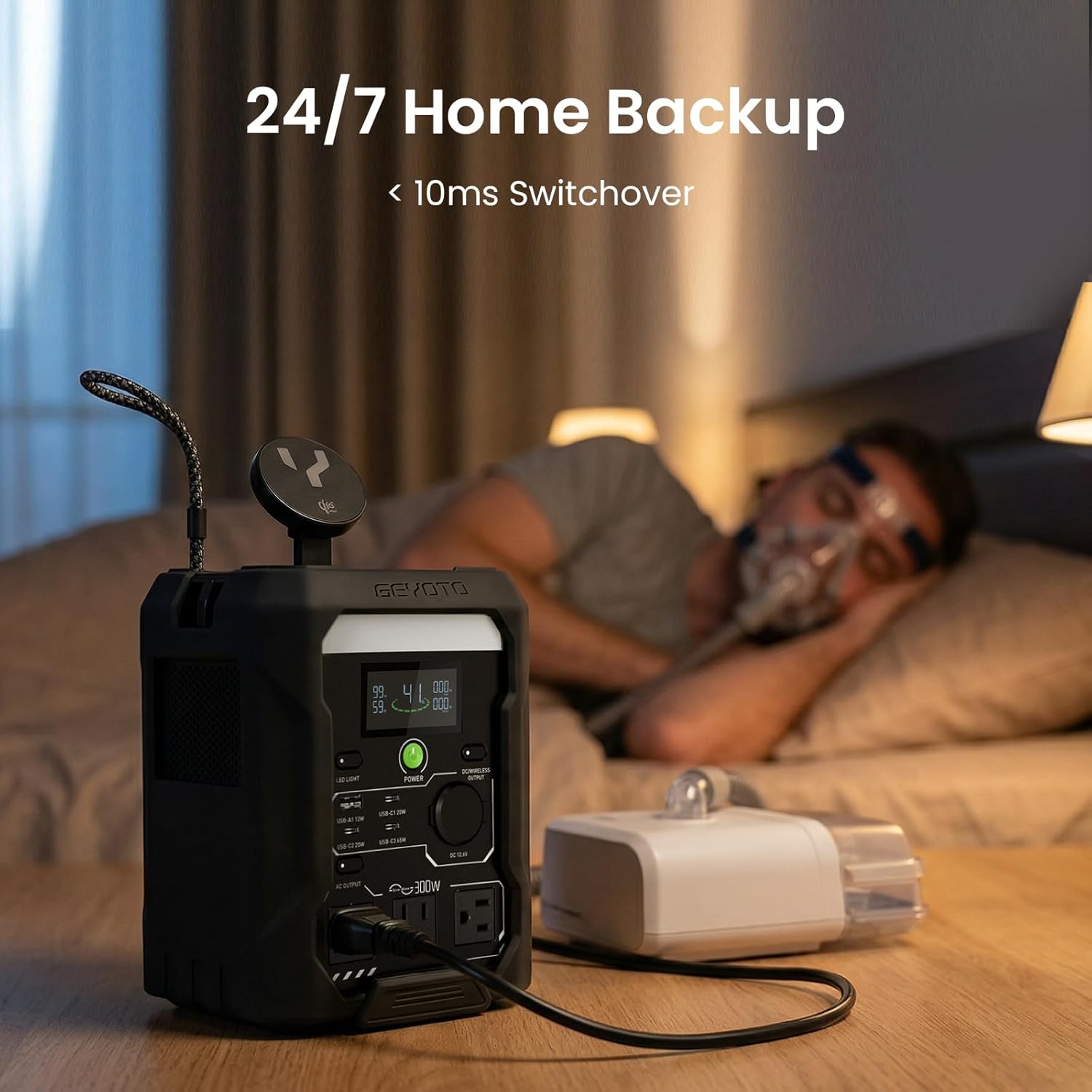 N300 Portable Power Station, 256Wh LifePO4 Battery,300W AC Outlets (500W P-Boost), 25W Wireless Charging, <10ms UPS