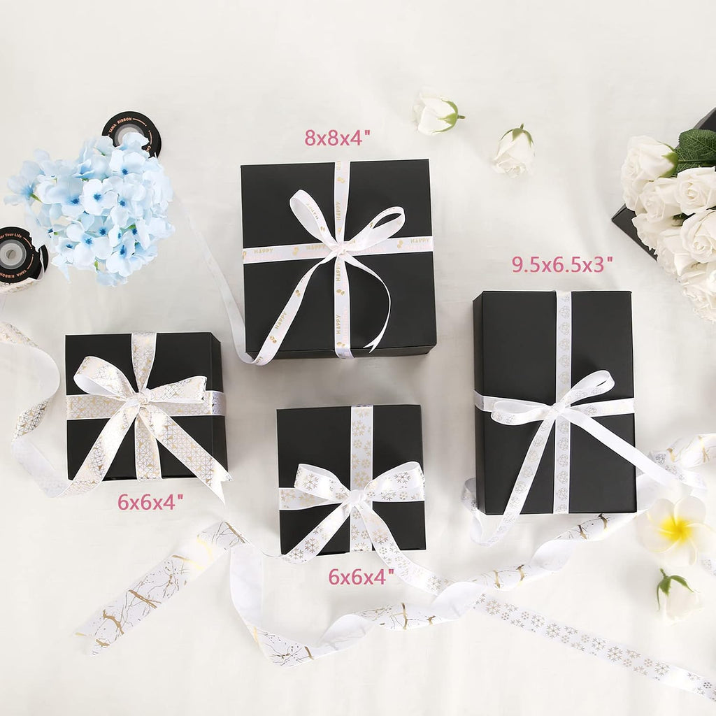 10 Gift Boxes 6x6x4 Inches, Matte Black Gift Boxes Bulks