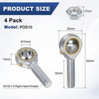 M METERXITY 4pcs POS10 Rod End Bearing,M10x1.5 Right Thread Male Thread