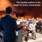 Wooden Podium Stand with Wheels & 4" High Footrest, Mobile Lectern