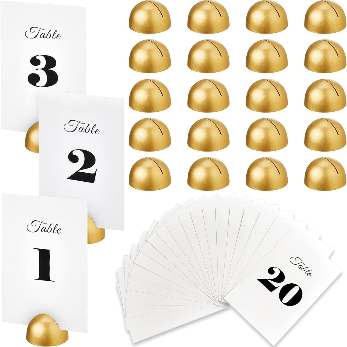 20 Pcs Table Numbers Card Holders 1-20 for Wedding 4x6 Inch,Gold