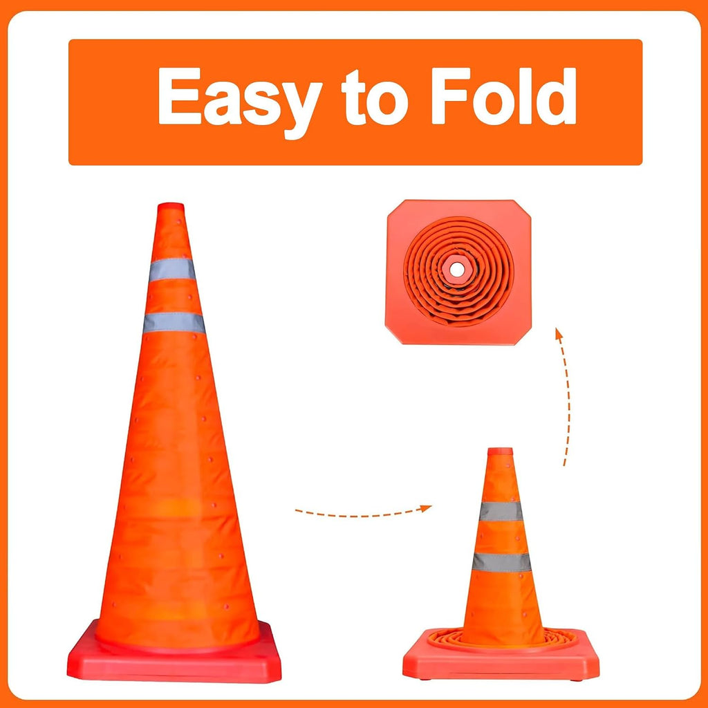 18 Inch 1 Pack Traffic Cones,Collapsible Safety Cones, Multi Purpose Pop-up Cones with Reflective Collar, Include