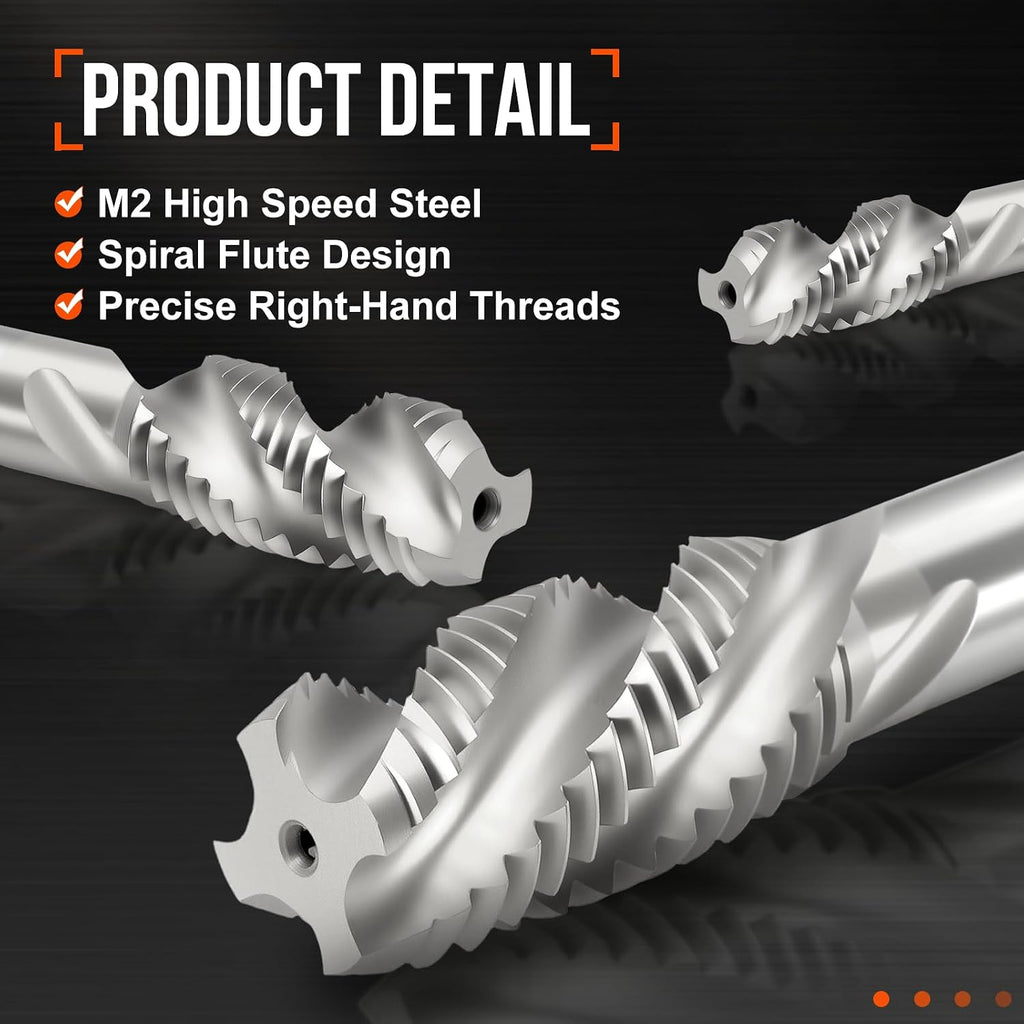 M22 x 2.5 Spiral Flute Thread Tap M2 High Speed Steel Polished