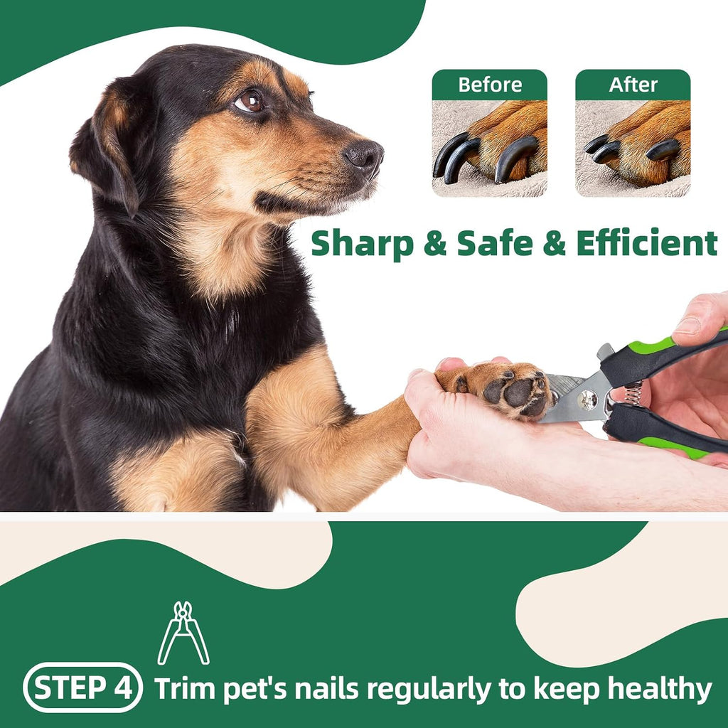 Pet Grooming Kit - 7 PCS Green Deshedding Brush Set with Undercoat Rake, Slicker Brush, Bath Brush & Nail Clipper for