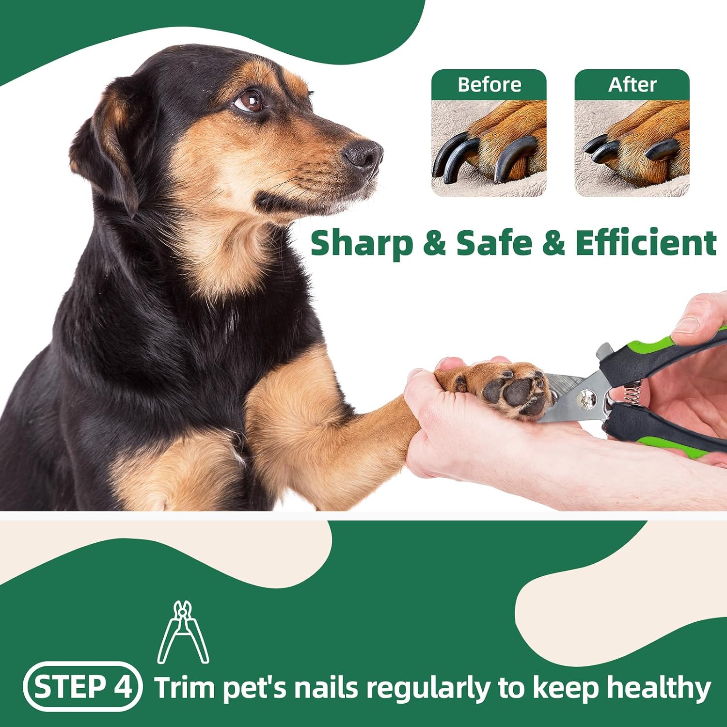 Pet Grooming Kit - 7 PCS Green Deshedding Brush Set with Undercoat Rake, Slicker Brush, Bath Brush & Nail Clipper for