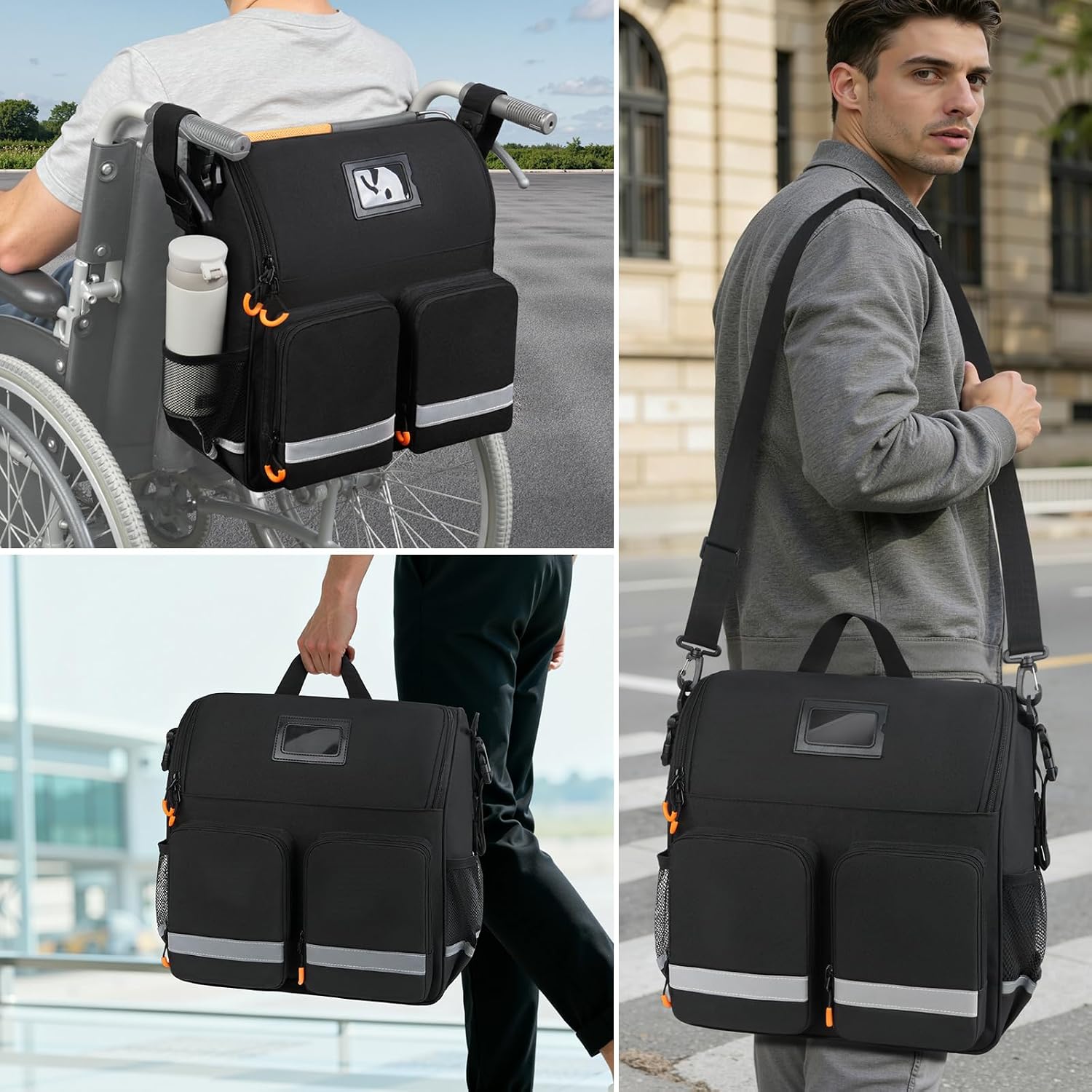 Wheelchair Bags to Hang on Back,Wheelchair Backpack Bag,Wheelchair Accessories Pouch Storage Bag with Thermal
