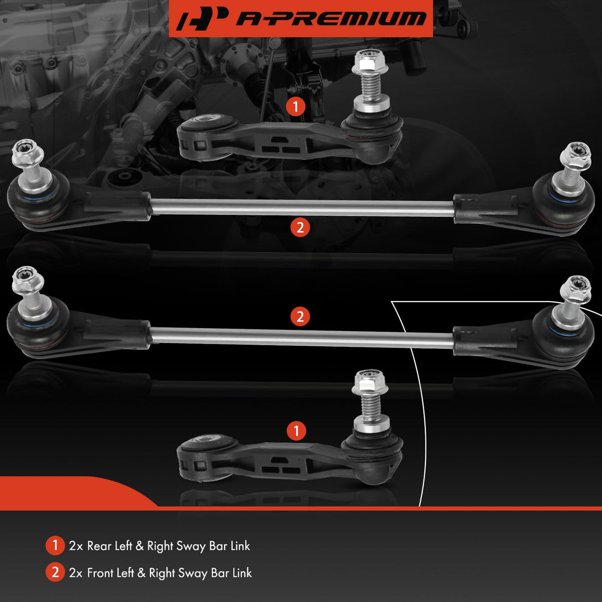 A-Premium Front & Rear Sway Bar Link Stabilizer Link Kit - Smooth Driving