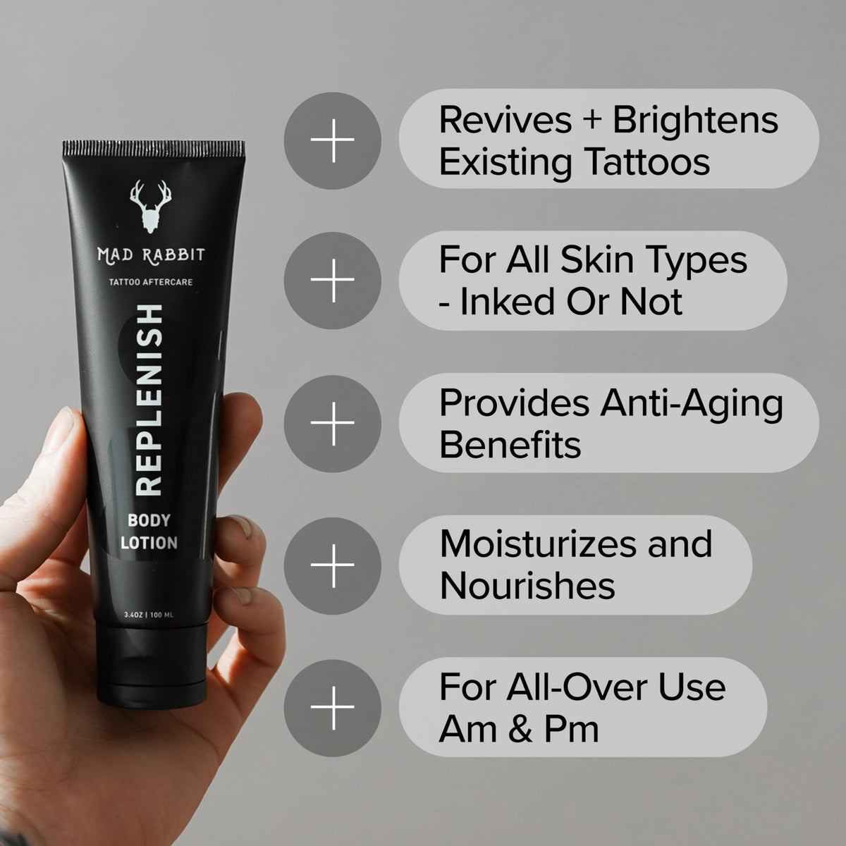 Replenish Tattoo Body Lotion, Fragrance-Free, 3.4 fl oz