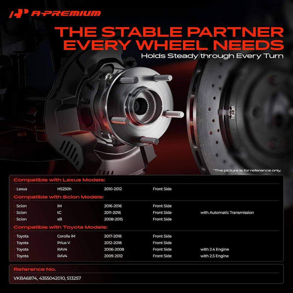 A-Premium 2 x Front Wheel Bearing and Hub Assembly with 5-Lug