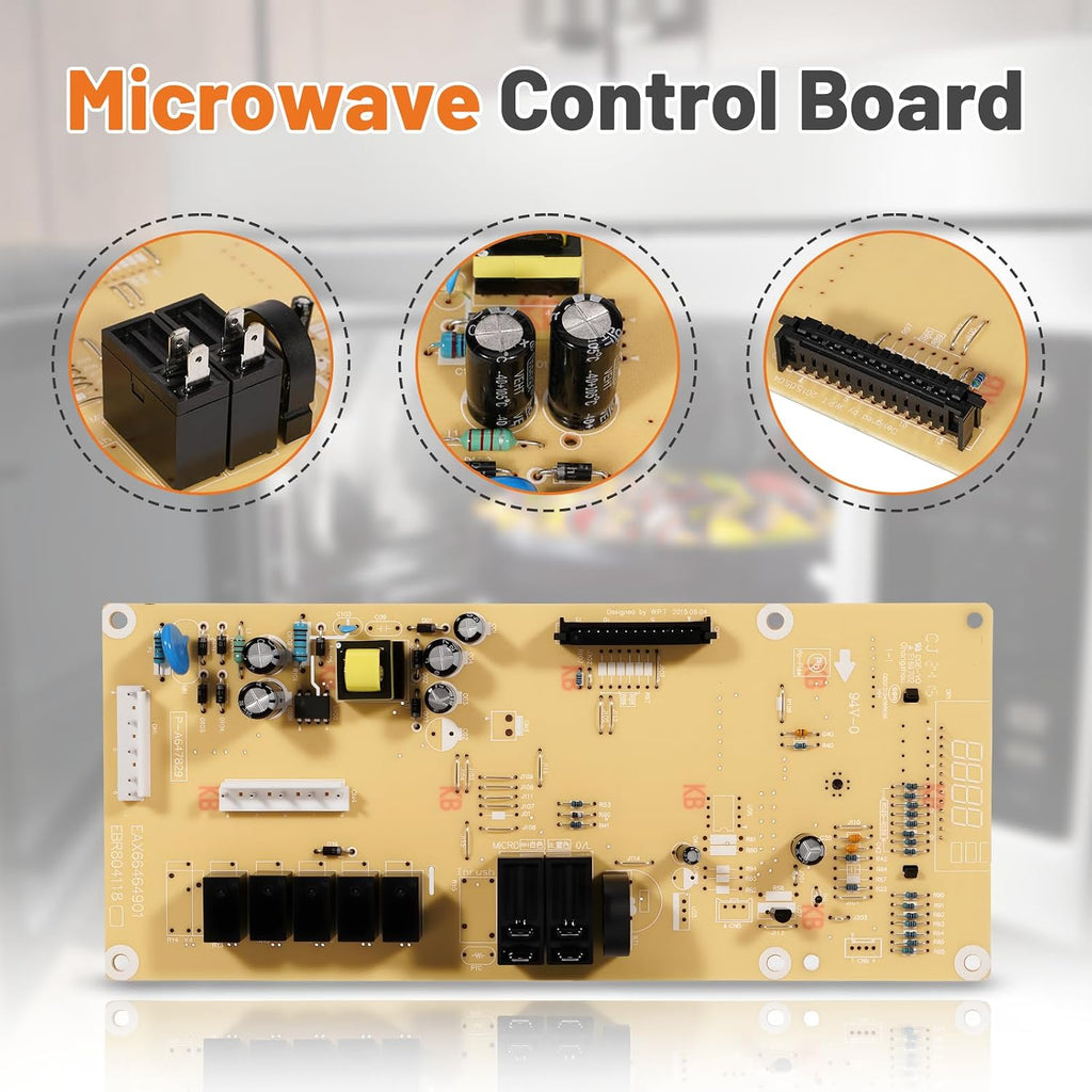 For GE WB27X29801 Microwaves Main Control Board White LED Fits for GE Microwaves JNM3163RJ5SS JVM3162RJ5SS Replaces WB27X38153 4586374 AP6327864 PS12299300 Microwaves Parts, 1 Year Worry-Free