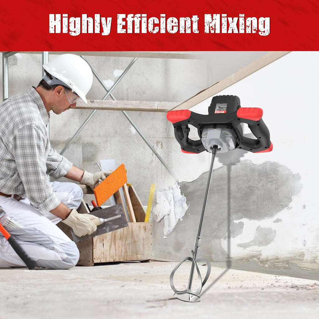 Cement Mixer 2100W, Portable Concrete Mixer, 110V Handheld Mud Mixer for Motar,Paint, Grout, Plaster, Thinset,Fodder