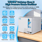 18L Autoclave Sterilizer with Drying Function, 1500W Tabletop Class N High Pressure Steam Sterilizer, 110V Autoclave