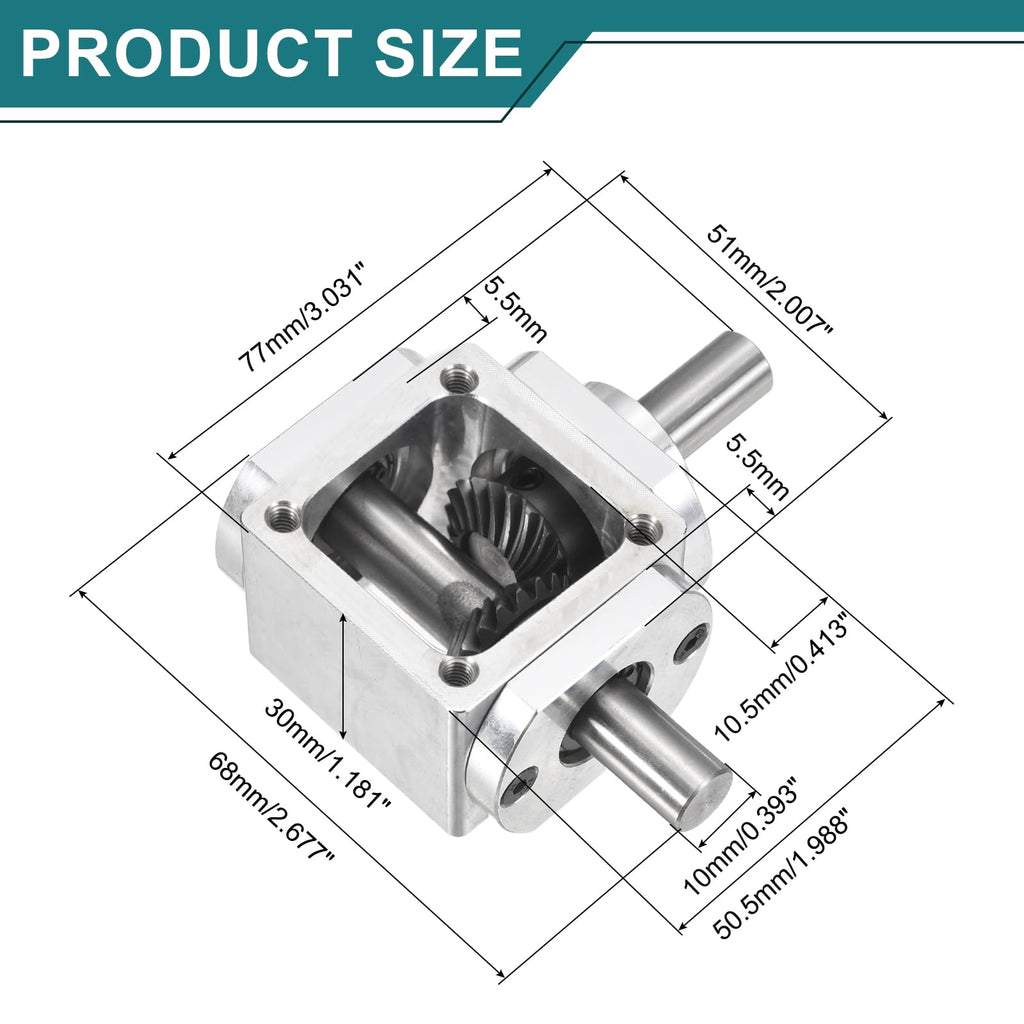 uxcell 1M 20T Gear Box 90 Degree 1:1 Single Output Right Shaft