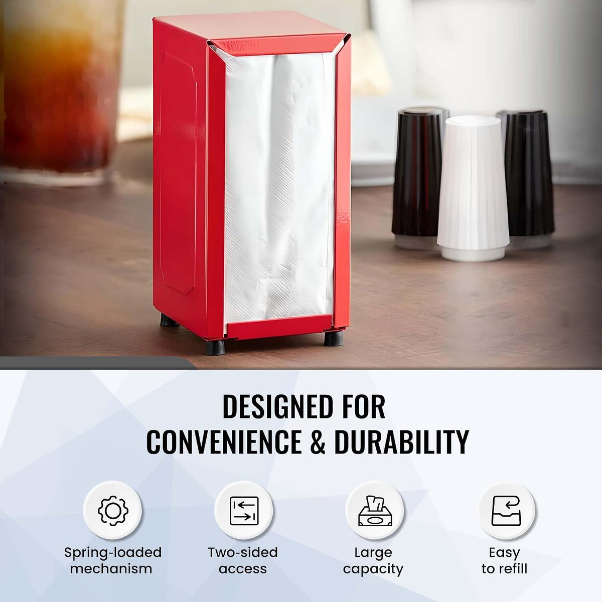 Tall-Fold Two-Sided Napkin Dispenser | Red