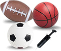 Soccer Basketball Football Small Sports Bouncy Balls with Hand Pump for Kids and Toddlers - (Pack of 3) 6-Inch