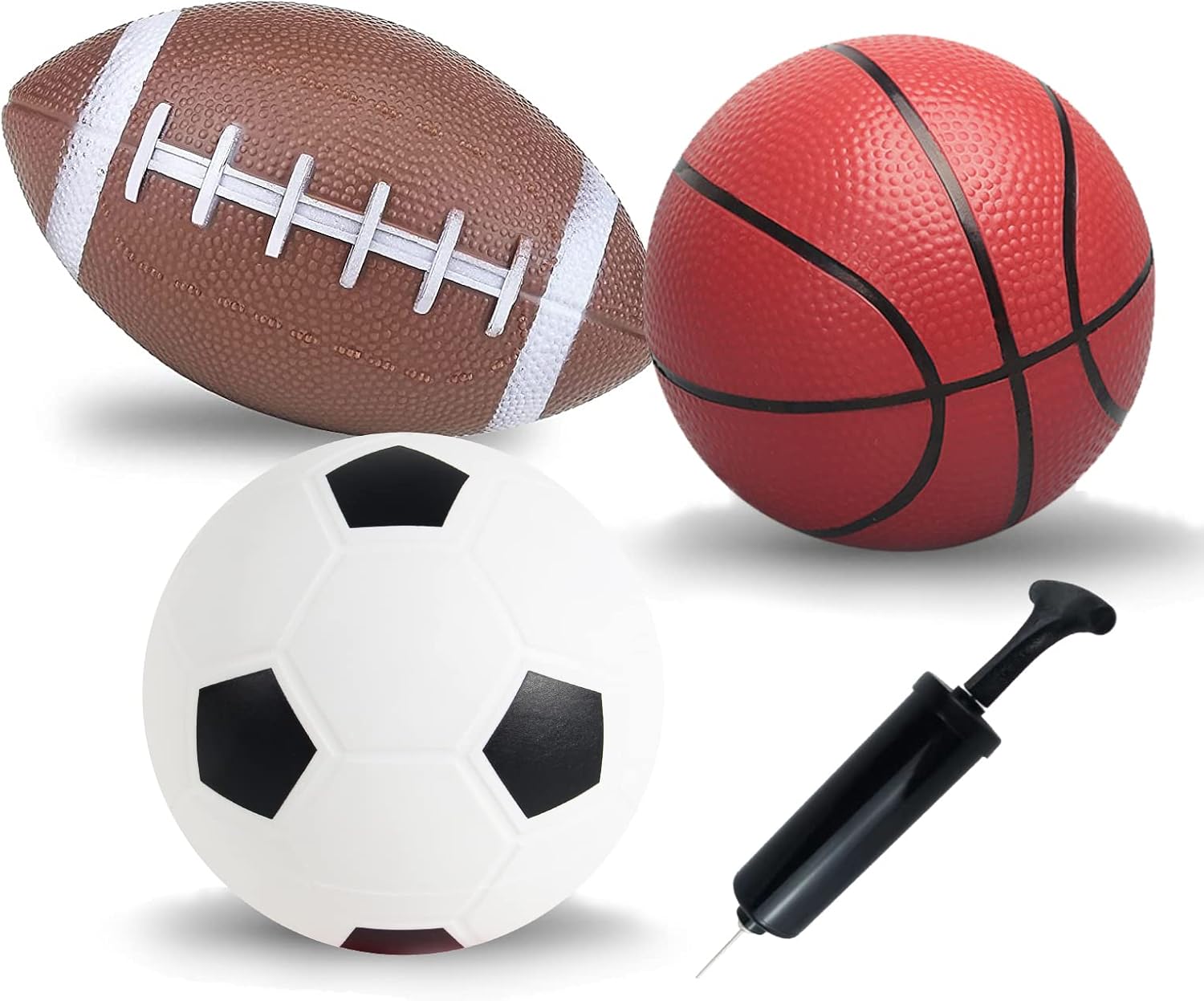 Soccer Basketball Football Small Sports Bouncy Balls with Hand Pump for Kids and Toddlers - (Pack of 3) 6-Inch