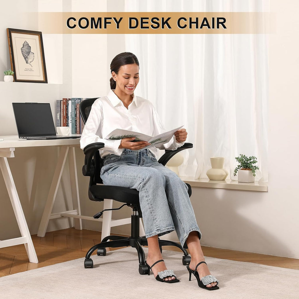 Office Chair, Ergonomic Desk Chairs 330LBS Capacity High Back Mesh Computer Chair with Flip-up Armrests, Comfy Work