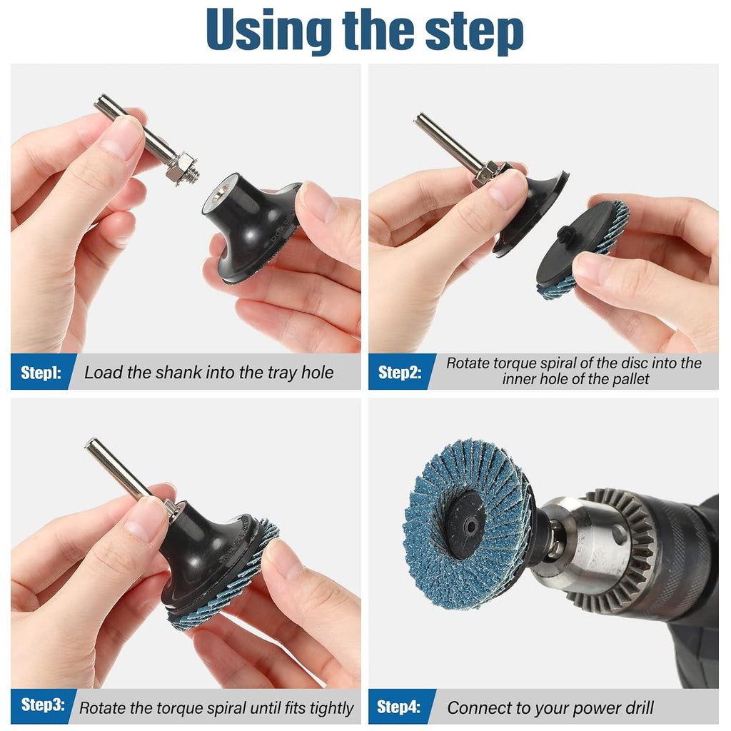 Chengu 48 Pcs 2 Inch Die Grinder Flap Disc with Pad Holder