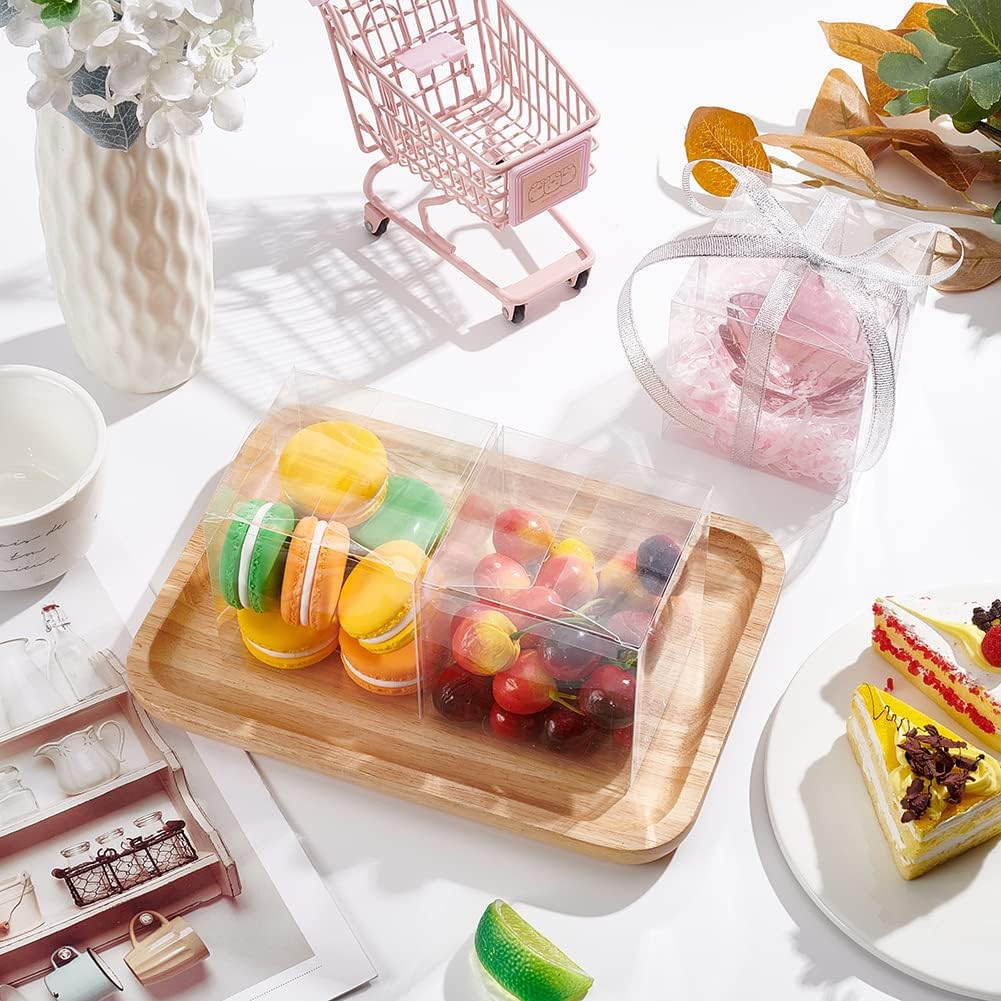 30 Pack 3.5x3.5x3.5 Inch Clear Plastic Easter Party Favor Box PVC Candy Gift Wrap Boxes for Wedding Party Candy