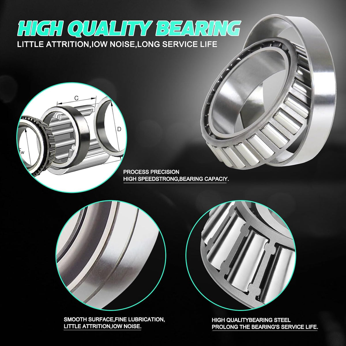 2 Sets 3500lb Trailer Bearing Kit L68149 L44649 Trailer Axle Kit,Boat Trailer Bearing Kit 171255TB Seal Fits for